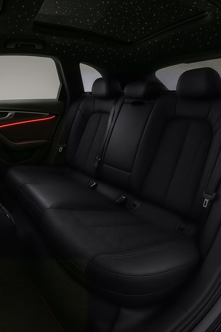 Black leather rear bench